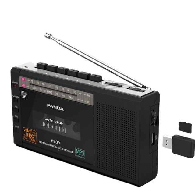 Factory Custom Logo PANDA Brand Classic Portable AM/FM Radio Tape Player Micro SD/USB TF Card MP3 Cassette Player Customizable