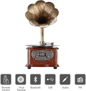 Platine vinyle européenne <span class=keywords><strong>haut</strong></span> <span class=keywords><strong>de</strong></span> <span class=keywords><strong>gamme</strong></span> pour gramophone antique <span class=keywords><strong>CD</strong></span> sans fil en bois massif <span class=keywords><strong>Vintage</strong></span> tourne-disque vinyle Bluetooth Mini Aux Home - Product Image 3