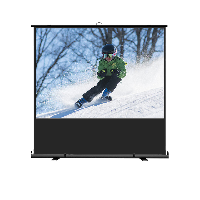84Inch Manual Pull Retractable Fiberglass Projection Screen 16:9 4K HD Portable Floor Standing Indoor/Outdoor