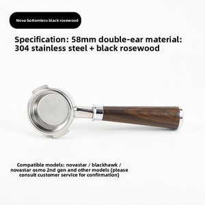Portafiltro sin Fondo de Diseño Clásico de 51mm, 54mm, 58mm, Comercial, de Acero Inoxidable, con Mango de Madera para Café Espresso - Product Image 6