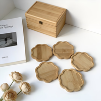 Sous-verre personnalisé en marbre et bois d'acacia, support minimaliste pour sous-verre en bois, uniquement pour sous-verre à café, forme de fleur en bois