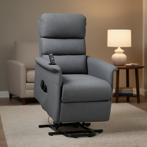 เก้าอี้ปรับเอนไฟฟ้าพร้อมระบบนวด ผ้าสีเทา ควบคุมด้วยรีโมท หนึ่งที่นั่ง ดีไซน์ร่วมสมัยสำหรับห้องนั่งเล่น - Product Image 2