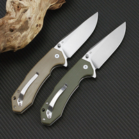 Couteau de poche portable en acier inoxydable, couteau pliant avec manche G10, couteau de chasse utilitaire pour l'extérieur, outil de survie en camping, cadeau T0034