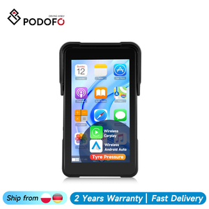 Podofo Écran vertical portable 5 pouces pour moto avec CarPlay, dégagement rapide, CarPlay sans fil, Android Auto, étanche IP68 - Product Image 1