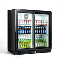 Réfrigérateur à bière commercial à double porte, vitrine de comptoir pour bar, réfrigérateur à bière de bar avec porte vitrée