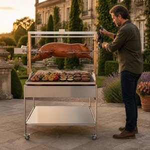 Parrilla Portátil Argentina para Ahumar y Asar con Carbón y Asador Giratorio - Product Image 4