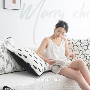 Funda de almohada con diseño abstracto moderno, funda de almohada trasera de gama alta, funda de almohada blanca y negra, funda de cojín de lujo decorativa para sala de estar - Product Image 4