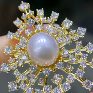 Conjunto de Accesorios de Flores para el Pecho con Perlas Brillantes y Cobre, Broches de Moda de Lujo para Mujer, Diseño Transfronterizo - Product Image 5