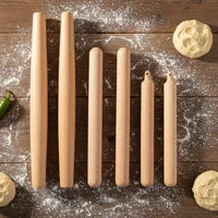 Rouleau à pâtisserie en bois écologique personnalisable avec échelle (25cm/30cm/40.5cm) et logo sur mesure pour la pâtisserie de pizzas, de gâteaux et de biscuits