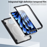 Étui de téléphone magnétique pliable avec couvercle à charnière, protection intégrale, design antichoc, protection d'écran en verre trempé pour iPhone Duo