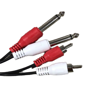 Adaptador de altavoz personalizado dos 6,3 mono macho (rojo y blanco) <span class=keywords><strong>a</strong></span> 2 <span class=keywords><strong>RCA</strong></span> macho (rojo y blanco) con cubierta de PVC - Product Image 1