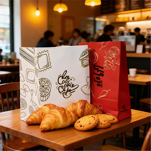 Sacs en papier pour emballages de restauration rapide : biscuits, pain, croissants, sandwichs, hamburgers, wraps au poulet - Product Image 1