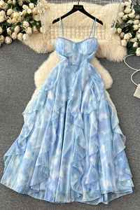 Vestido Maxi Tipo Túnica Tejido Ecológico Estilo Hada Otoñal para Mujer, Sin Tirantes, Sin Mangas, con Diamantes, Volantes y Encaje, Elegante Vestido de Fiesta - Product Image 6