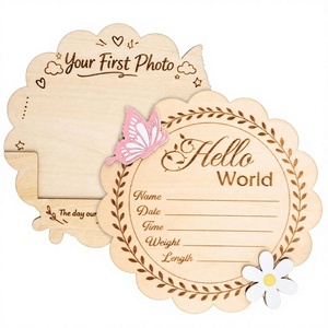 Panneau d'annonce personnalisé <span class=keywords><strong>en</strong></span> bois 3D pour nouveau-né, accessoire photo personnalisé avec nom pour l'hôpital, décoration de chambre d'enfant pour garçon ou fille - Product Image 3
