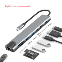 Adaptador Hub USB 3.1 C Multifuncional 8 en 1 de Aleación de Aluminio, Base de Transferencia de Datos, Expansión para Laptop MacBook Pro, Compatible con Tarjetas SD
