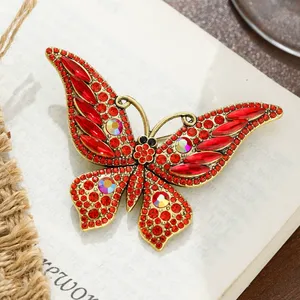 <span class=keywords><strong>Broche</strong></span> de Mariposa Chapado en Oro con Incrustaciones de Cristales de Estrás, <span class=keywords><strong>Broche</strong></span> de Alta Costura para Mujer, Exquisito Adorno de Aleación con Forma de Animal para Bodas y Fiestas - Product Image 6