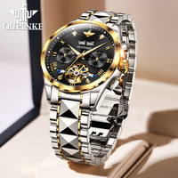Montre OUPINKE 3186 OEM avec logo personnalisé, tourbillon doré, automatique, mécanique, squelette, pour homme.