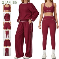 Nouveau Style femmes couleur contrastante manches longues Gym Fitness ensemble en forme de U beauté dos soutien-gorge entraînement course Streetwear