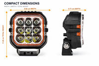 Projecteur de travail LED carré 3,78 pouces 45W, rétroéclairage ambre, faisceau spot et large, 3614LM, IP67, 10-30V, compatible avec les véhicules tout-terrain, camions, SUV, VTT, UTV