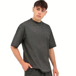 230GSM Dual Color Gradient Batik Washed <b>T</b>-<b>Shirt</b> 100% Cotton Drop Shoulder Retro Crew Neck Custom Logo Tee - Product Image 3