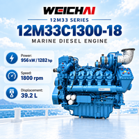 Moteur principal marin WEICHAI 12M33C1300-18 956 kW 1282 CV 39,2 L V12 1800 tr/min, moteur diesel turbocompressé pour navire de transport et remorqueur