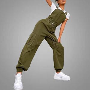 Mono con bolsillo y solapa para mujer, peto con cinturón <span class=keywords><strong>sin</strong></span> camiseta, monos <span class=keywords><strong>de</strong></span> gran tamaño para mujer, Pantalones - Product Image 3