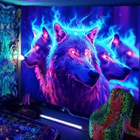 Tela de Fondo Fluorescente de Poliéster con Diseño de Animales, Luminosa con Luz UV, para Fiestas, Venta Directa de Fábrica