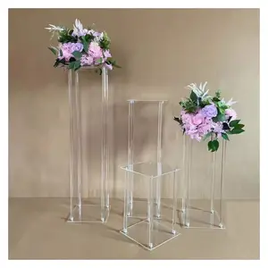 BJ210304-41 80cm tall Manufacture Customized Clear Acrylic Plinth Stand Cylinder Pedestals Flower Display Stand For Wedding