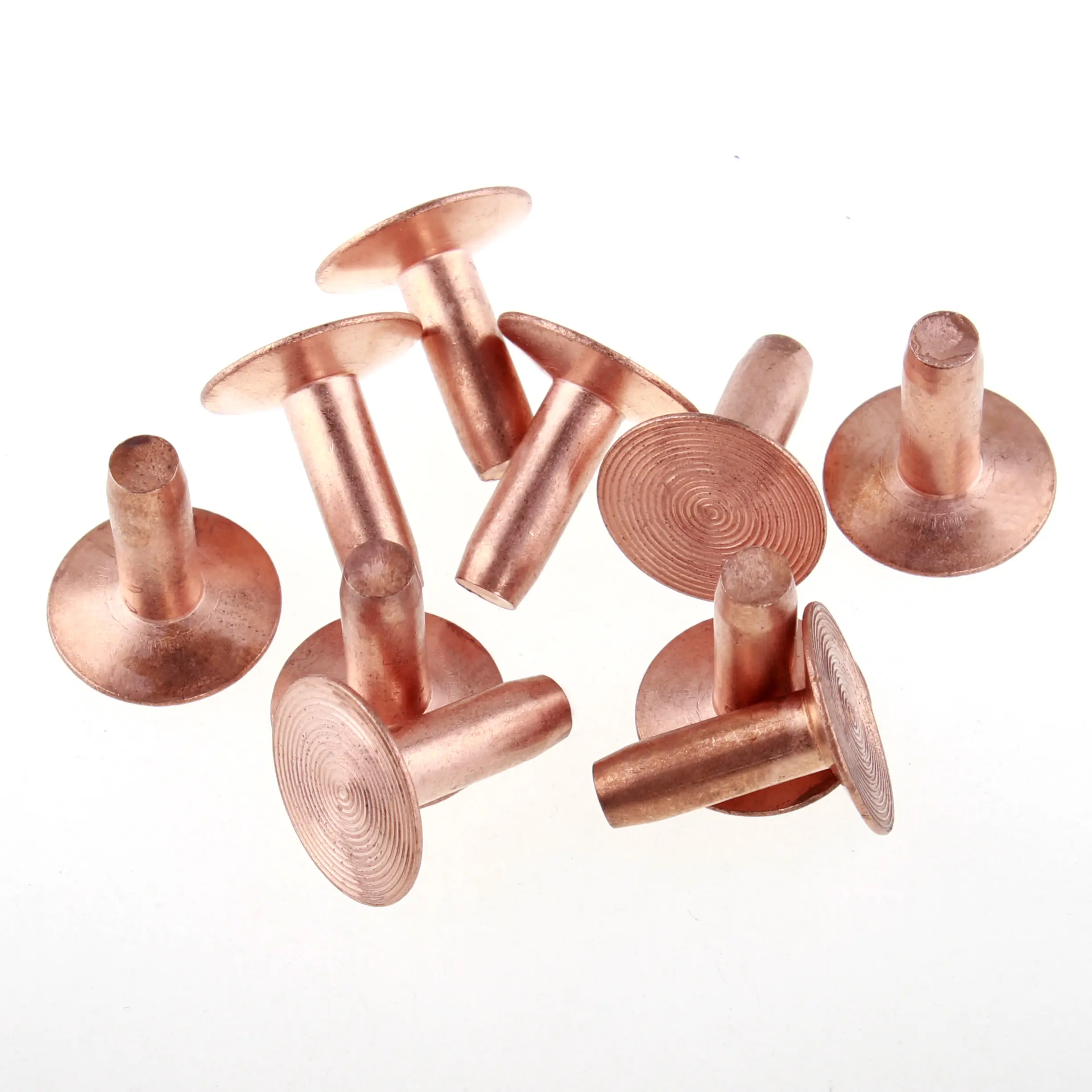 Din Standard round Head Solid Rivets 3mm Copper Plated Steel Flat Head Solid Rivets with Burrs & Copper Rivets