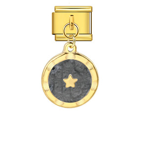 Pulsera Modular Italiana con Colgante Redondo, Aleación de Zinc, Unisex, Moderna, Diseño Geométrico con Patrón de Estrella, DIY - Product Image 5
