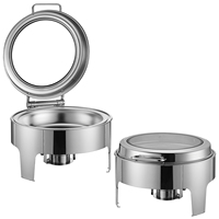 Plato Calentador Redondo de 6L para Buffet, con Calentamiento por Alcohol, Eléctrico e Hidráulico, para Cocina de Hotel, Desayuno, Fiestas, Comida Rápida