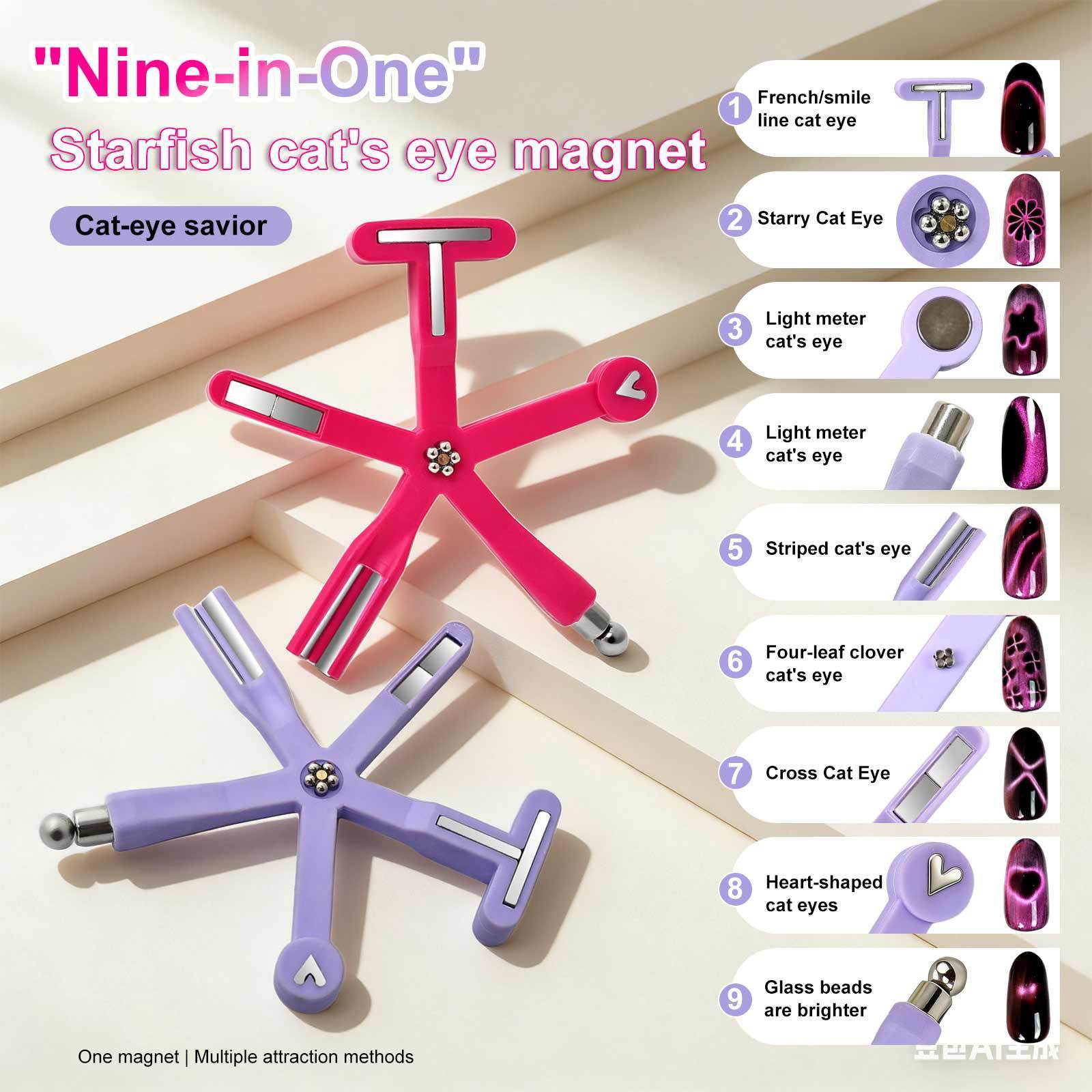 Aimant à ongles 8 en 1 rose