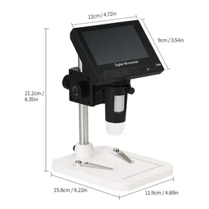 Mikroskop Portabel 1000X 2,0mp, Mikroskop Elektron LCD Digital 8 LED USB dengan Layar 4.3 Inci