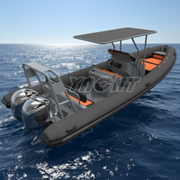 Deluxe Ocean Master – bateau gonflable à coque rigide en aluminium avec t-top, 25 pieds, 760 PVC/Hypalon/oca