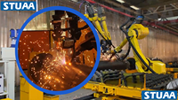 Ligne de soudage automatisée à tambour et à barre de râpe avec robots FANUC et AMR