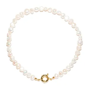 Gemnel luxury jewelry 925 sterling silver 18k gold extra-large freshwater pearl necklace women