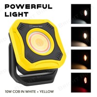 Lampe de travail LED rechargeable pour voiture 10W COB, lampe de travail LED portable à poignée rotative, 1000 lumens, aimant, alimentation CC