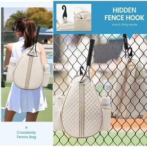 Sac de raquette de tennis léger et imperméable pour hommes et femmes avec crochet dissimulé et design bandoulière - Product Image 1