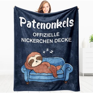 Dark Blue Sloth Couch Flannel Blanket <b>Throw</b> Blanket Nap Blanket <b>Super</b> <b>Soft</b> Machine Washable for Winter Warmth Custom Print - Product Image 3