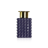 Flacon diffuseur de parfum en verre carré violet de 150 ml, vide, avec bouchon à vis, emballé en carton