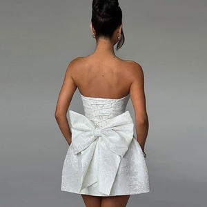 strapless open back dress Bubble Hem Balloon Dress