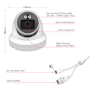 6MP POE IP กล้องวงจรปิดสีเต็มรูปแบบ, กล้องโดมรักษาความปลอดภัยในตอนกลางคืนกันน้ำแบบปลั๊กแอนด์เพลย์ IP66ได้ - Product Image 3