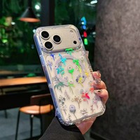Coque de téléphone personnalisée en PC et TPU transparente avec motif floral Aurora pour iPhone 17 Pro Max, 17 Pro, Air, 17, 16, 15, 14, 13