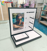 Présentoir optique sur mesure autoportant à 3 niveaux pour comptoir, présentoir à lunettes en acrylique avec panneau perforé pour magasin de détail
