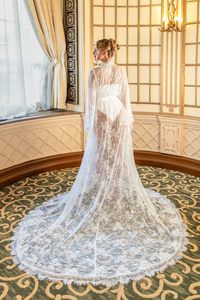 8289 Vestaglia da <span class=keywords><strong>Sposa</strong></span> Lunga Elegante e <span class=keywords><strong>Sexy</strong></span> in Pizzo per Addio al Nubilato e Matrimonio - Product Image 3