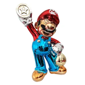 Dekoration Mario Bros. Skulptur Super Mario-Figur Ausstellung Statue bunte Fibierglas-Harz-Figurine Kunsthandwerk für Innendekoration