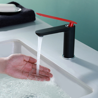 Robinet de lavabo moderne en laiton noir de luxe à poignée unique, mitigeur eau chaude et froide pour salle de bain et hôtel