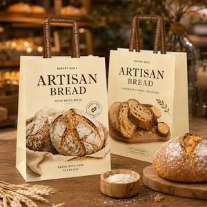 Bolsas de Papel Kraft Impresas Personalizadas Premium con Asas Planas, Bolsas para Panadería, Embalaje de Alimentos, Bolsas para Llevar, Venta al Por Mayor, OEM, ODM - Product Image 3