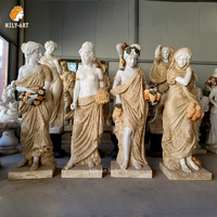 Esculturas de Dama de las Cuatro Estaciones en Mármol Blanco MILY, Estilo Europeo, Talladas a Mano para Jardín o Villa