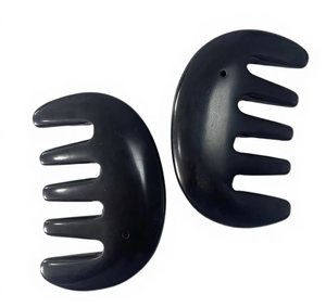 Outil de massage Guasha en pierre Bian à cinq dents larges, peigne à cheveux naturel pour massage de la tête - Product Image 6